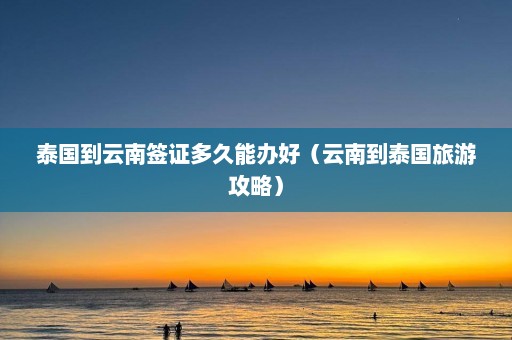 泰国到云南签证多久能办好（云南到泰国旅游攻略）