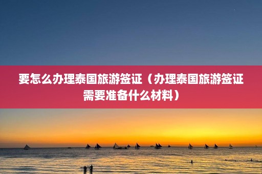 要怎么办理泰国旅游签证（办理泰国旅游签证需要准备什么材料）