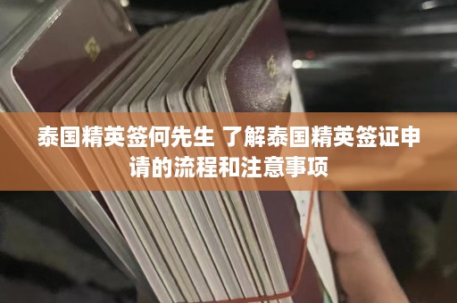 泰国精英签何先生 了解泰国精英签证申请的流程和注意事项  第1张