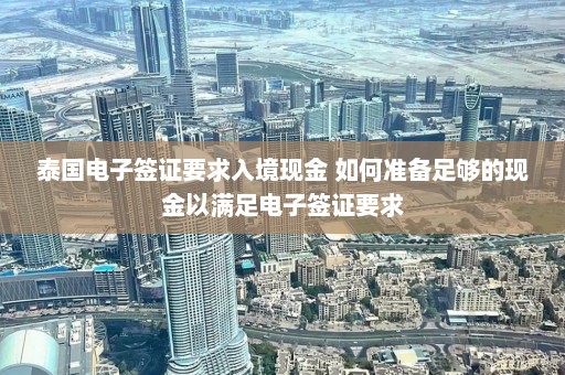 泰国电子签证要求入境现金 如何准备足够的现金以满足电子签证要求