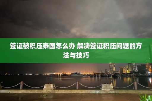 签证被积压泰国怎么办 解决签证积压问题的方法与技巧