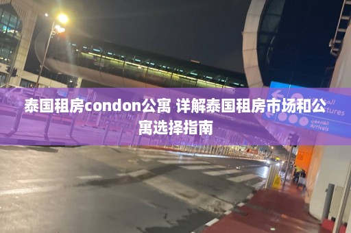 泰国租房condon公寓 详解泰国租房市场和公寓选择指南