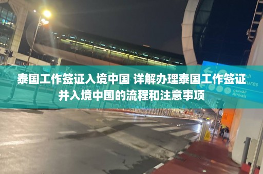 泰国工作签证入境中国 详解办理泰国工作签证并入境中国的流程和注意事项