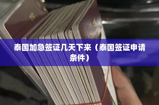 泰国加急签证几天下来（泰国签证申请条件）  第1张