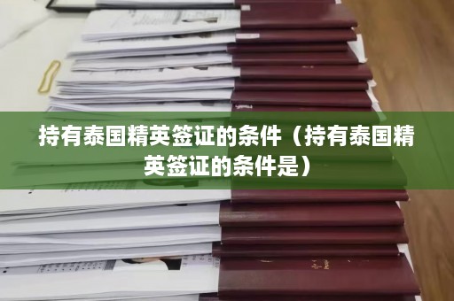 持有泰国精英签证的条件（持有泰国精英签证的条件是）