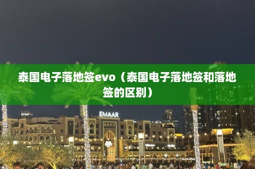 泰国电子落地签evo（泰国电子落地签和落地签的区别）