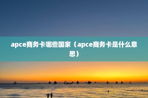 apce商务卡哪些国家（apce商务卡是什么意思）