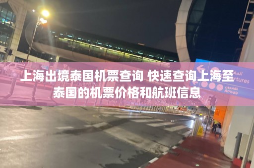 上海出境泰国机票查询 快速查询上海至泰国的机票价格和航班信息