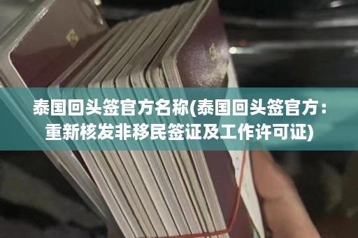 泰国回头签 *** 名称(泰国回头签 *** ：重新核发非移民签证及工作许可证)  第1张